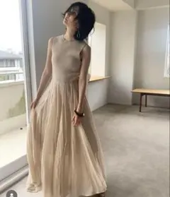 snidel ノースリーブロングワンピース ベージュ