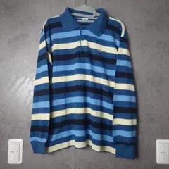 Lacoste 青 ストライプ ポロシャツ