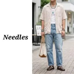 Needles ニードルズ ボタニカル柄 刺繍 オープンカラーシャツ S 半袖のサムネイル