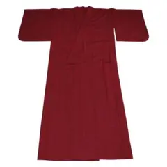 【昭和レトロ 】ウール 着物 赤 縞模様 (中古)