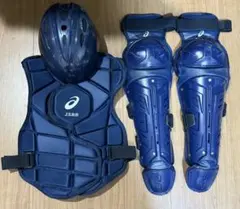 値下げ 特別価格 ハタケヤマ 軟式キャッチャー防具 3点セット ネイビー
