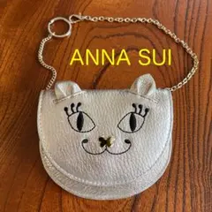 新品未使用 アナスイ ANNASUI ネコ マイティティ コインケース 革 猫