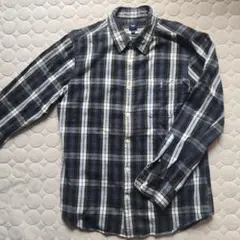 Gap ネイビーグリーン系チェック メンズ長袖ネルシャツ