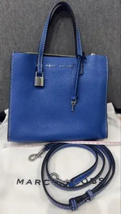 MARC JACOBS 本革 2way ハンドバッグ ショルダーバッグ ブルー