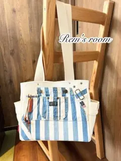 オーバーオールリメイク☆トートバッグ★BIG