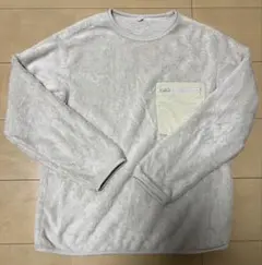 ユニクロ　フリース長袖　キッズ160 レディース　アイボリーベージュ系