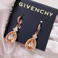 C748/GIVENCHY/訳あり/ローズゴールドxシャンパン/しずくピアス