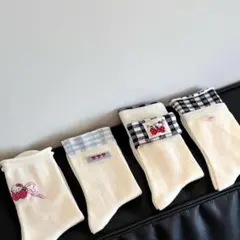 刺繍ホワイトソックス4足セット