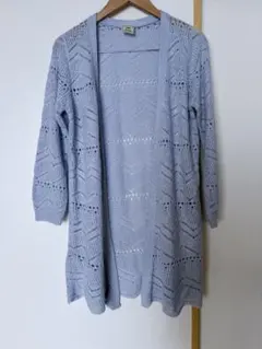【美品】gelato pique 透かし編み カーディガン ライトブルーのサムネイル