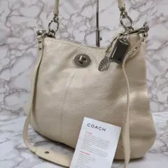 美品【大容量】コーチ　2way　ワンショルダーバッグ　シボ革　ターンロック