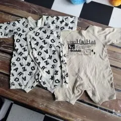 前開きロンパース ロンパース ロゴ　新生児　カバーオール　肌着　2枚セット