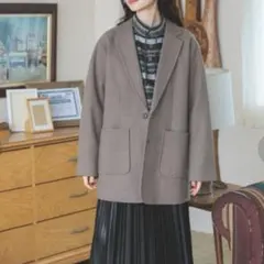 ニコアンド　ウーリーテックテーラードジャケット　モカ