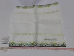 Afternoon Tea 花柄ふち白地タオルハンカチ 約20cm