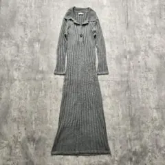 Calvin Klein カルバンクライン グレー リブニットワンピース