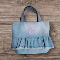 デニムリメイクバッグ　ハンドメイドバッグ　✿フリル