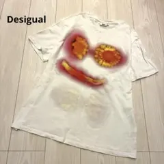 デシグアル【M】Tシャツ　半袖　ホワイト　プリント　個性的　白　ニコちゃんのサムネイル