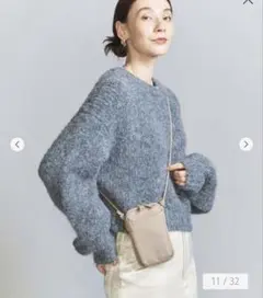 ポリエステル ジップスリム ウォレットショルダー バッグ ベージュ　モカ