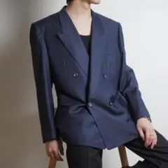 DORMEUIL ADAMG ダブルテーラードジャケット ネイビー/VW141のサムネイル