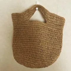 ラフィア風マルシェバッグ　カフェオレ
