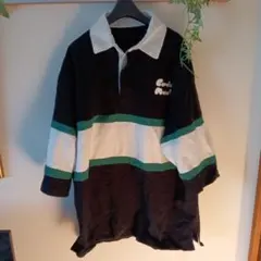 Careless Monster ラガーシャツ 黒/白/緑