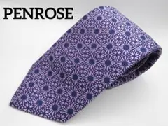 ペンローズ リーフ柄 ネクタイ149 ネイビー ブラウン 光沢 Penrose 