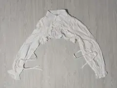 SHEIN ホワイト クロップドシャツ 長袖 リボン付き
