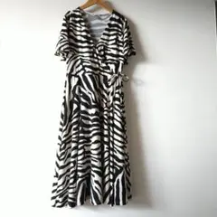 H&M ゼブラ柄 カシュクールワンピース 半袖 Sサイズ