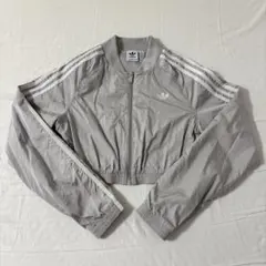 adidas レディース クロップド丈 トラックジャケット グレー - メルカリ