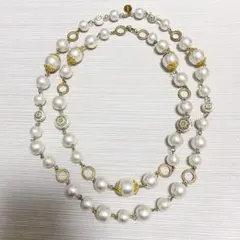 ホワイトコットンパール フラワー ネックレス 2way mieux