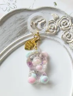 花くま♡ アンブレラマーカー① キーホルダーに変更可 レジン ハンドメイド