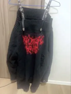 ブラック ワンピース 地雷系 サブカル系 ロングシャツ セーター V系 レッド