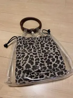 クリアショルダーバッグ レオパード柄内袋付き