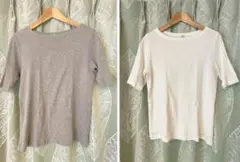 ユニクロ リブ 5分袖 Tシャツ 2枚セット XL