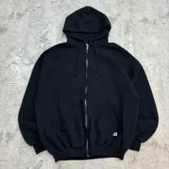 90s Russell Athletic　ジップパーカー　XL　ブラック　古着