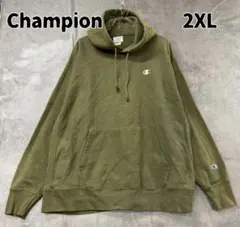 【Champion】チャンピオンリバースウィーブ プルオーバーパーカー 緑 古着