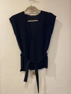 YOKO CHAN ノースリーブ ブラウス ブラック