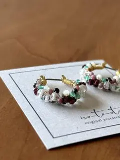 彩り♪フープピアス　天然石