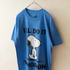 PEANUTS ピーナッツ スヌーピー Tシャツ 青 メンズ S 古着