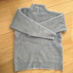ボトルネック　モヘアニット　ブルー