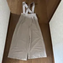 DRESKIP ドレスキップ　麻調サスペンダー付きワイドパンツ　取り外し可能　L