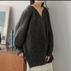Kastane メランジVあきニットプルオーバー