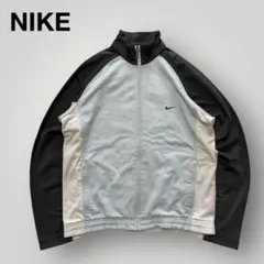 00s NIKE トラックジャケット　スウォッシュ刺繍ロゴ　チャコールグレー