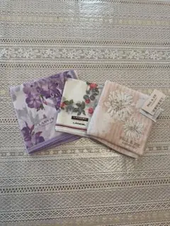 LANVIN 花柄ハンカチ 3枚セット