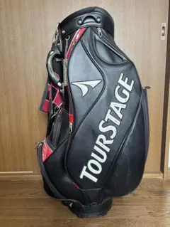 TOUR STAGE キャディバッグ レッド/ブラック ツアーステージ ゴルフバッグ 赤黒 TOURSTAGE キャディバッグ