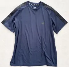 ニューバランス 半袖 ドライTシャツ ロゴライン ネイビー