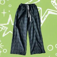 チェック柄 ワイドレッグパンツ