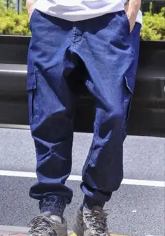 【ZIP FIVE】デニム テーパードカーゴジョガーパンツ　Sサイズ