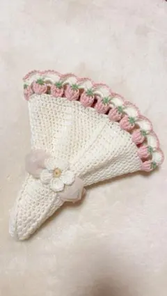 いちご畑ブランケット　ブーケブランケット　モチーフ編み インテリア