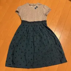 半袖ワンピース グレーと青のチェック