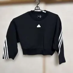 adidas クロップドスウェット 黒 J XL